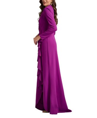 Markum Long-Sleeve Flounce Gown