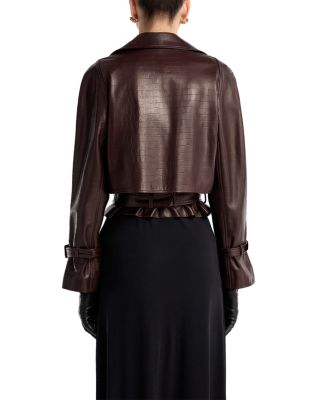 Hatti Crocodile Embossed Leather Jacket