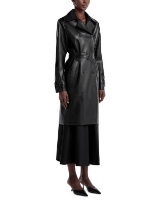 Tate Leather Belted Coat
