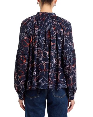 Malva Linework Floral Nanette Top