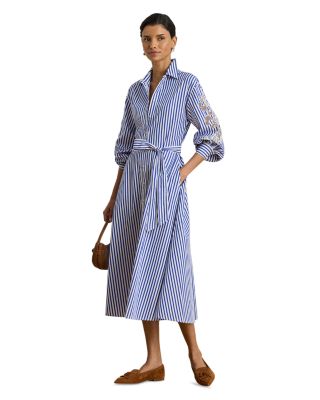 Striped Eyelet Broadcloth Shirtdress