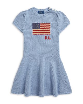 Girls' Flag Intarsia Cotton Sweater Dress - Little Kid