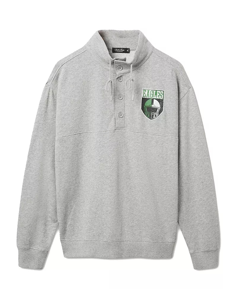 Junk Food Clothing Unisex Nfl Philadelphia Eagles Slant 1/4 Button Up Fleece
