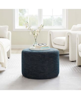  Callum Large 23" Round Woven Heathered Fabric Upholstered Ottoman