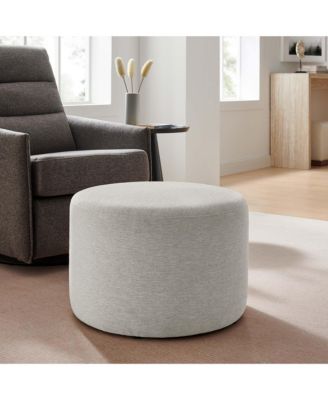  Callum Large 23" Round Woven Heathered Fabric Upholstered Ottoman