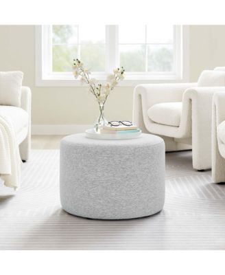  Callum Large 23" Round Woven Heathered Fabric Upholstered Ottoman