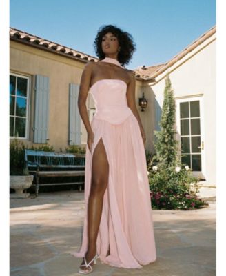  Qianna Peplum Top Chiffon Gown with Scarf