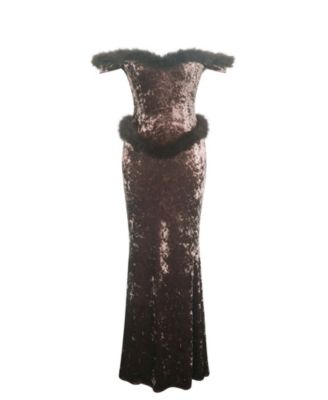  Tessa Sweetheart Bardot Velvet Mermaid Maxi Dress