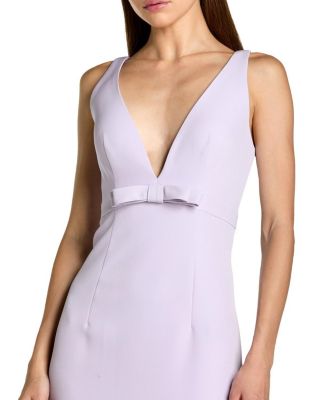  Crepe Sleeveless V Neck Mermaid Gown with Bow