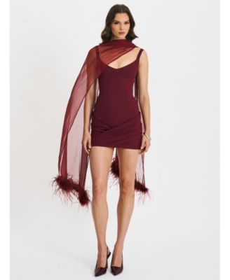  Tori  Pleated Mini Dress with Chiffon Scarf