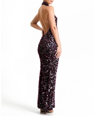 Louisa Sequin Halter Gown