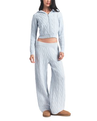 Snow Bunny Cable Knit Shrunken Hoodie