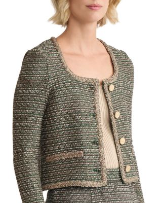 Heritage Lurex Braided Trim Tweed Knit Jacket