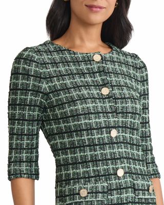 Plaid Multi Stitch Knit Sheath Dress