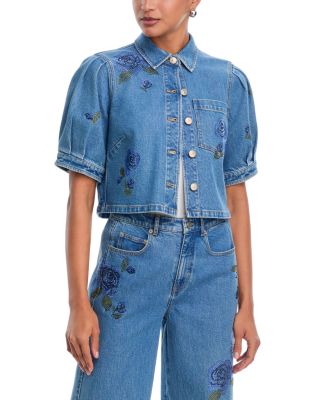 Heatset Roses Denim Halsie Top