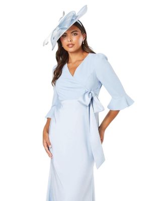 Ruffle Sleeve Satin Wrap Dress