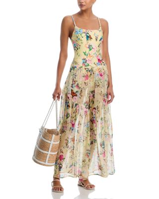 Garden Butterflies Sharon Sheer Wide Leg Swim Cover-Up Pants