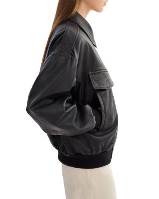 Trevanna Leather Bomber Jacket