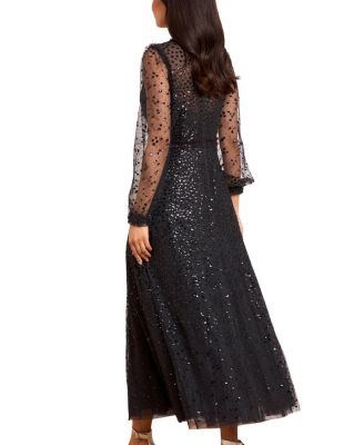 Dappled Sequin Long Sleeve Ankle Gown