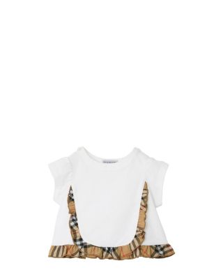 Girls' Check Ruffle Stretch Cotton T-Shirt - Baby, Little Kid