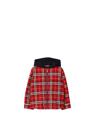 Boys' Check Cotton Hooded Jacket - Little Kid, Big Kid