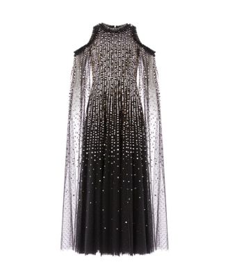 Moonlight Sequin Cape Sleeve Ankle Gown