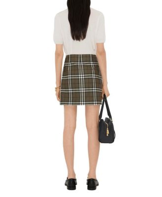  Check Bonded Wool Trench Mini Skirt