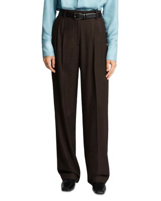 Argent Pleated Tapered Pants In Brown