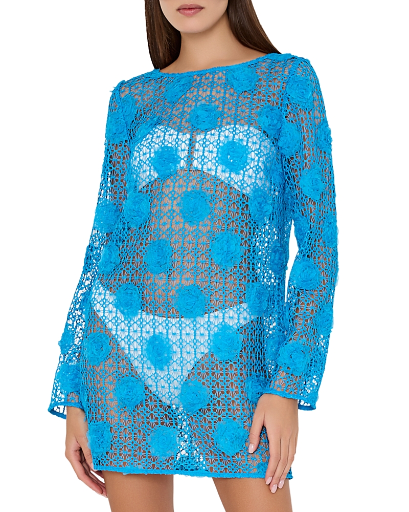 Milly 3D Floral Crochet Swim Cover Up Dress