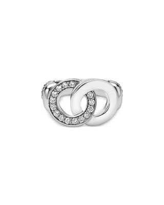 Sterling Silver Signature Caviar Diamond Interlocking Ring