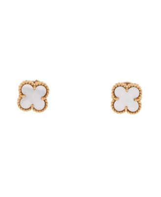 Sweet Alhambra Stud Earrings 18K Gold and Mother of Pearl