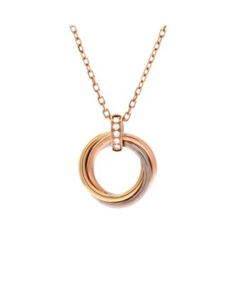 Trinity Pendant Necklace 18K Tricolor Gold and Diamonds, 16.25"