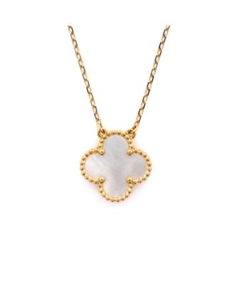 Vintage Alhambra Pendant Necklace 18K Gold and Mother of Pearl, 14.75 - 16.5"