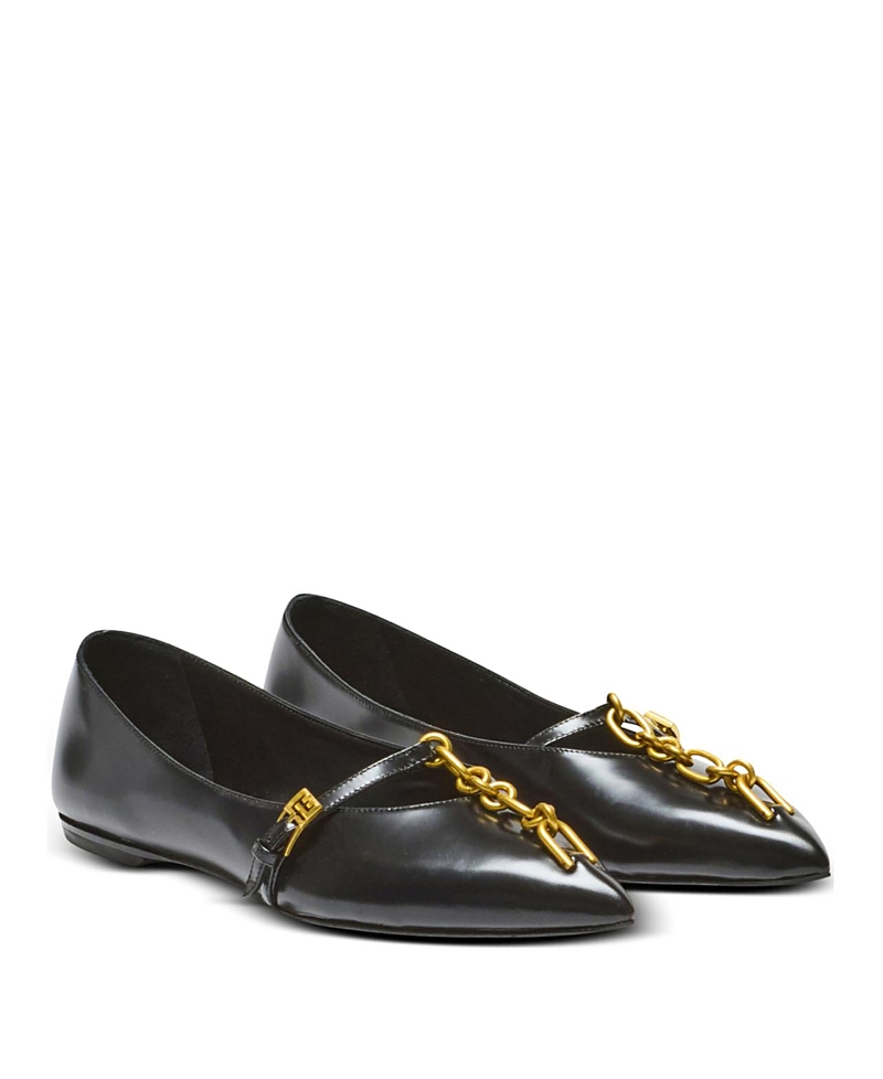 Balmain Women's Shiny Sync Ballet Flats