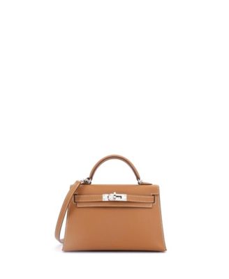 Kelly 20 Handbag Brown Epsom with Palladium Hardware