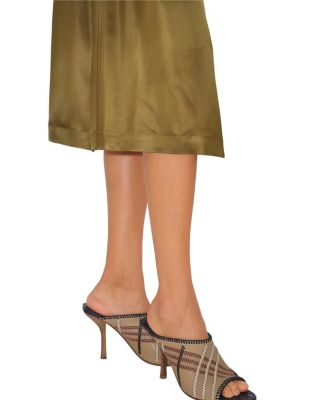  Women's Check Leather Cabana Mules