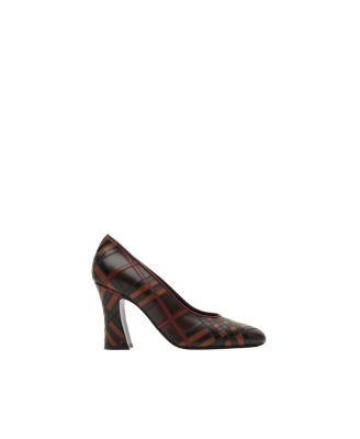  Women's Check Leather Trinket Pumps