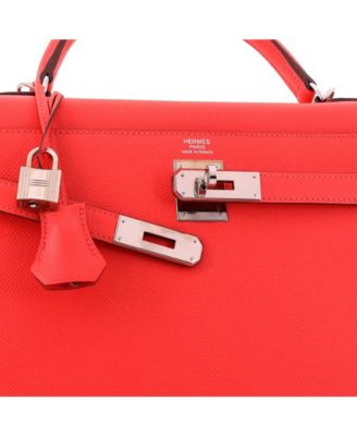 Kelly 32 Handbag Red Epsom with Palladium Hardware