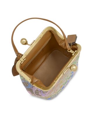 Kisslock Frame Embellished Top Handle Bag