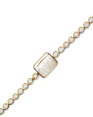 18K Yellow Gold Diamond Onda Cushion Tennis Bracelet