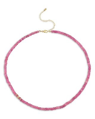 14K Yellow Gold Pink Sapphire & Diamond Collar Necklace, 17-20"