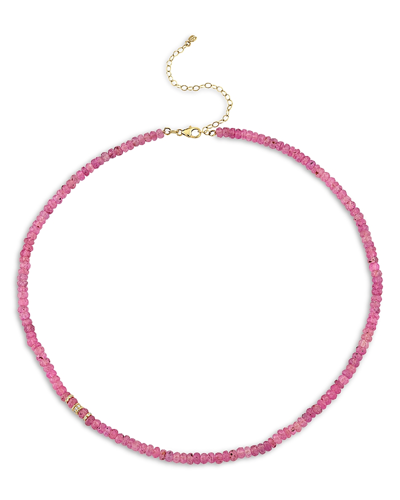 Sydney Evan 14K Yellow Gold Pink Sapphire & Diamond Collar Necklace, 17