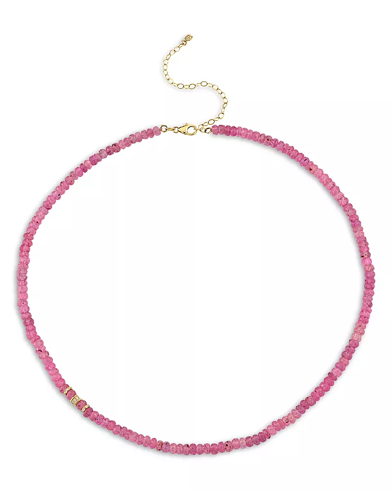 Sydney Evan 14K Yellow Gold Pink Sapphire & Diamond Collar Necklace, 17
