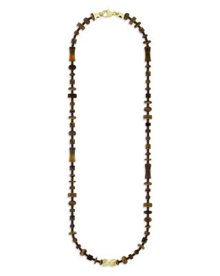 Men's 14K Yellow Gold Deeper Journey Diamond & Tiger Eye Beaded Necklace, 20"