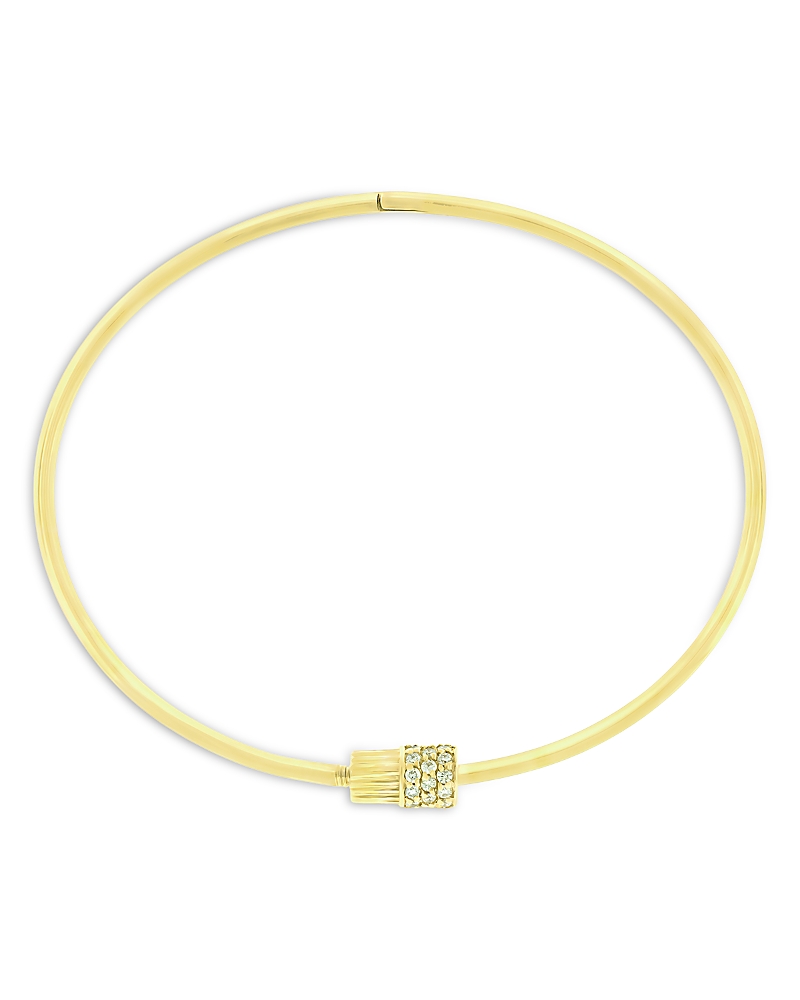Luis Morais Men's 14K Yellow Gold Deeper Journey Diamond Pave Threaded Screw Bangle Bracelet