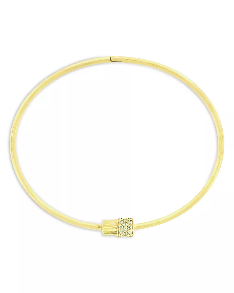 Luis Morais Men's 14K Yellow Gold Deeper Journey Diamond Pave Threaded Screw Bangle Bracelet