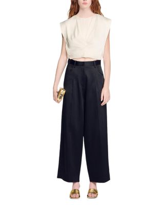 Satin Effect Wide Leg Trousers