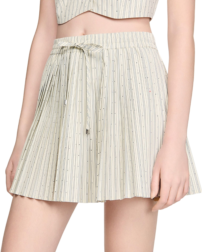 Sandro Short Rhinestone Striped Skirt