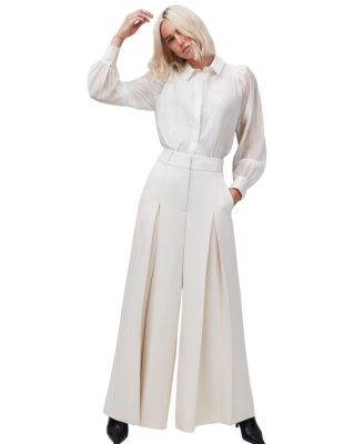  Pleat Detail Wide Leg Pants