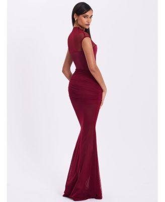  Fabienne Mesh Cap Sleeve Mermaid Gown